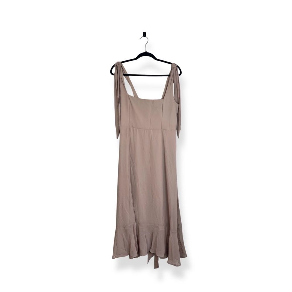 NWT Show Me Your Mumu ‘Claire’ Ruffle Slit Midi Elegant Taupe Sleeveless Dress - Picture 4 of 7